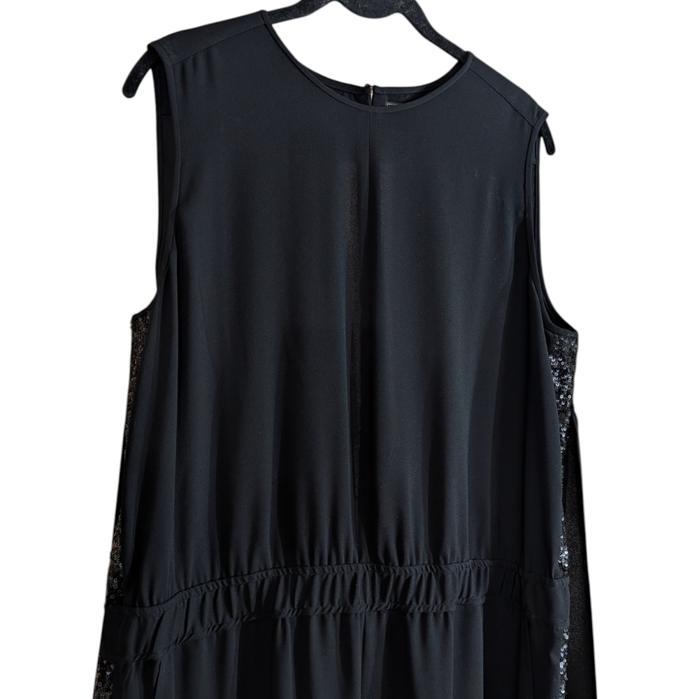 BCBGMAXAZRIA Mirabella Black Jumpsuit NWT Sequin Side Panels Sleeveless Size L - Picture 5 of 16
